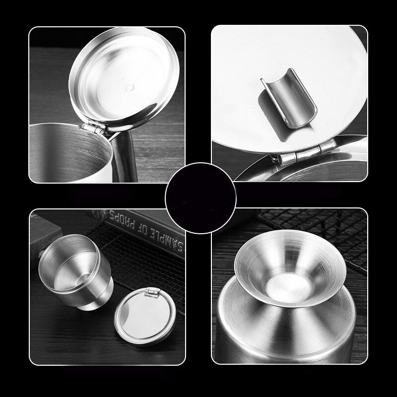 Cendrier Inox Avec Couvercle