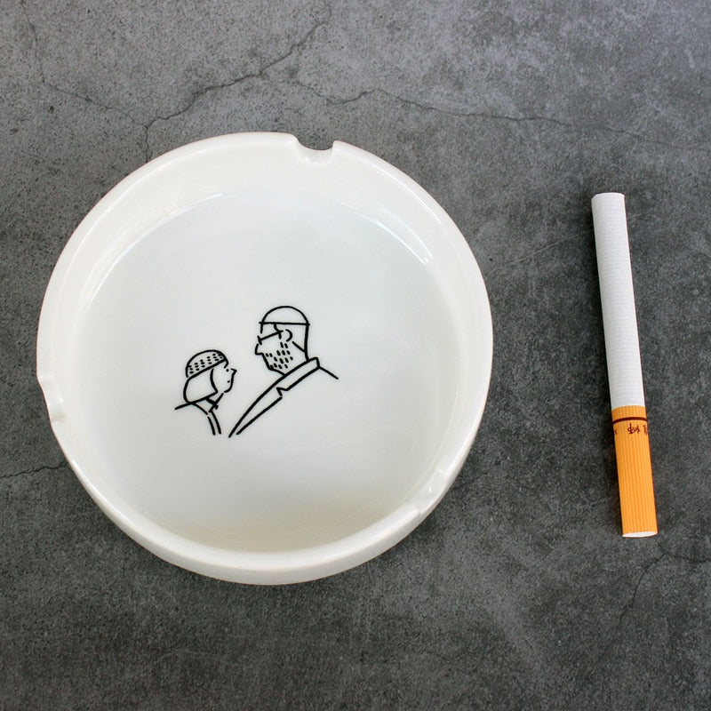 cendrier noir et blanc céramique