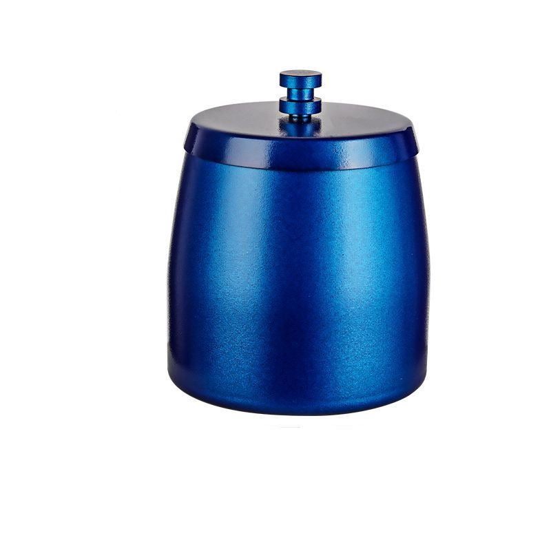 cendrier métal avec couvercle bleu