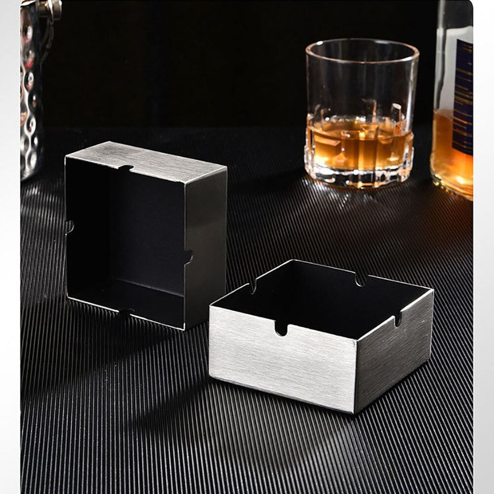 cendrier carré inox