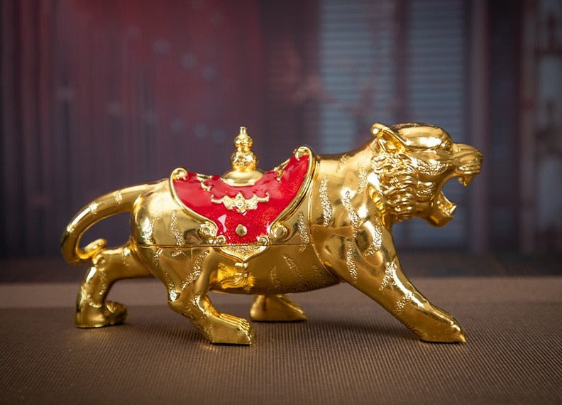 cendrier tigre or et rouge