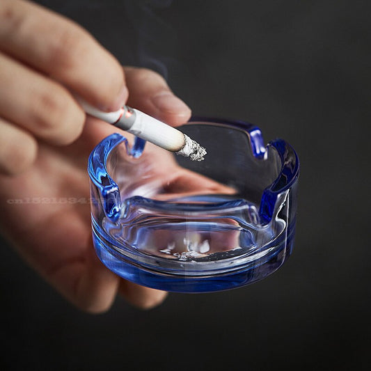 Cendrier , Grand cendrier en verre pour cigare à cigarette , Plateaux de  cendres en cristal clair Cendriers en verre extérieur (7x7inch)