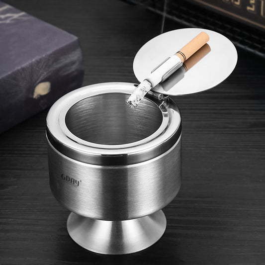 cendrier inox avec couvercle