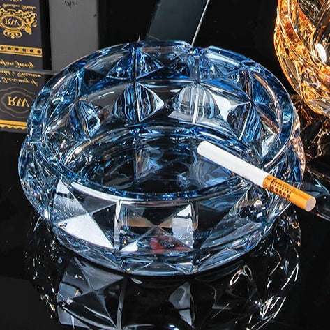 Cendrier , Grand cendrier en verre pour cigare à cigarette , Plateaux de  cendres en cristal clair Cendriers en verre extérieur (7x7inch)
